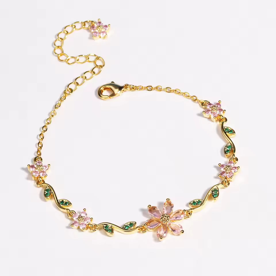 Green Leaf Flower Bracelet