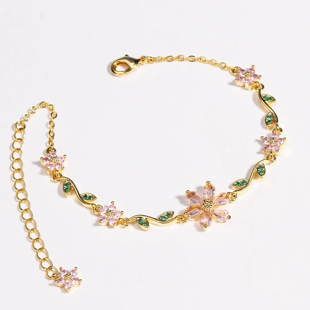 Green Leaf Flower Bracelet