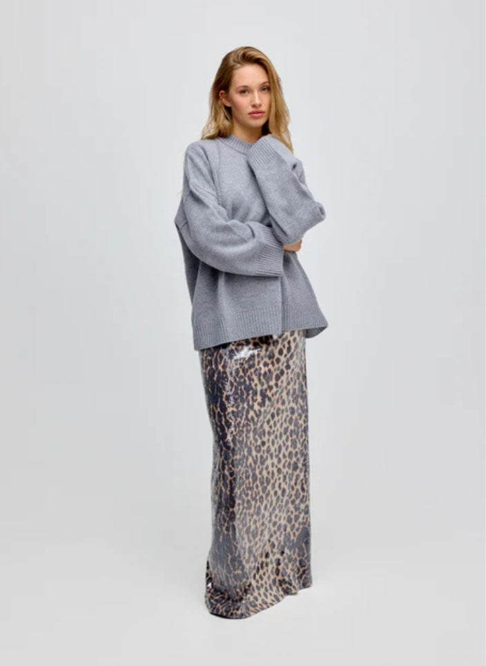 LEOPARD SEQUIN MAXI SKIRT