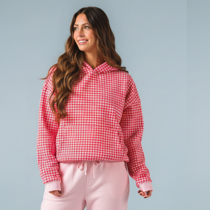 Pink Houndstooth Essential Hoodie