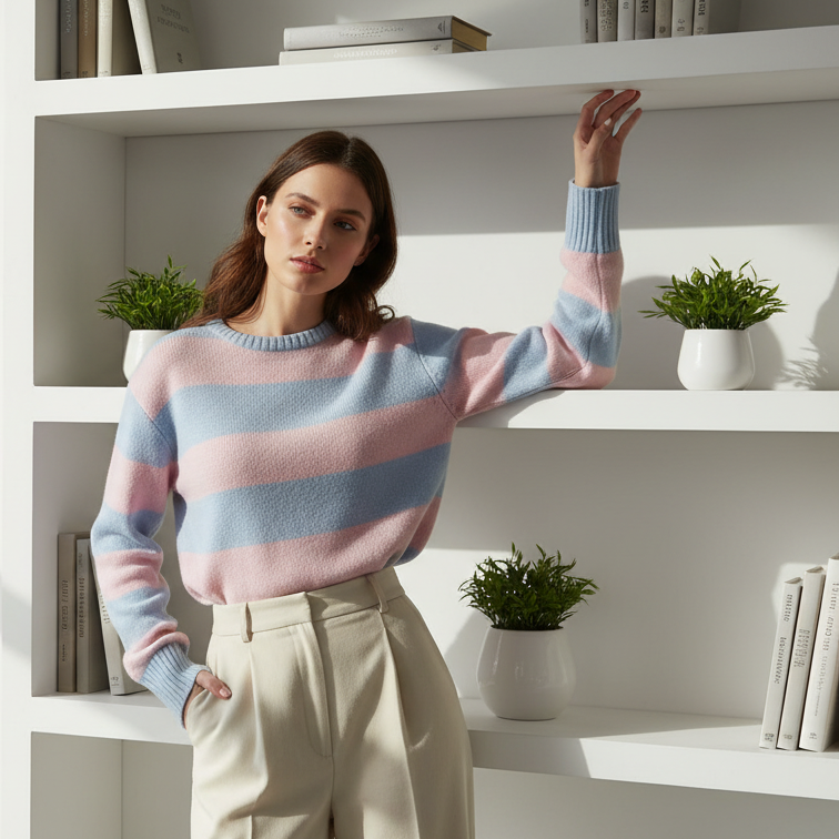 Pink Striped Sweater