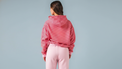 Pink Houndstooth Essential Hoodie