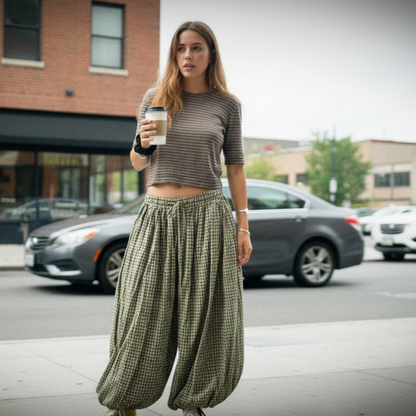 Long Check Oshi Trousers