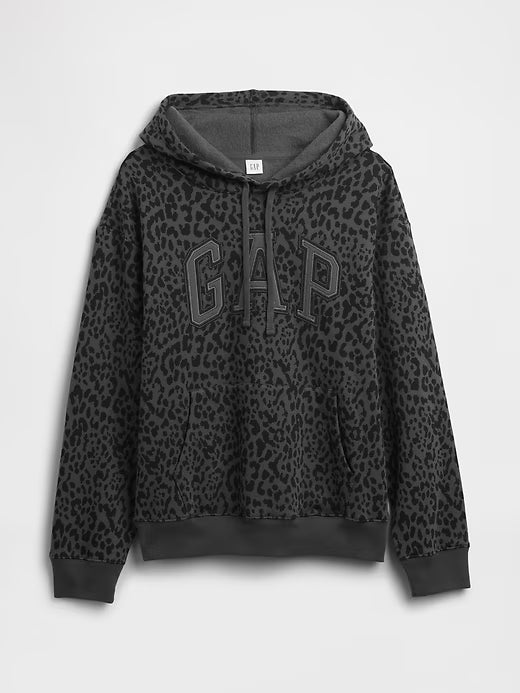 Charcoal Leopard Gap Logo Hoodie