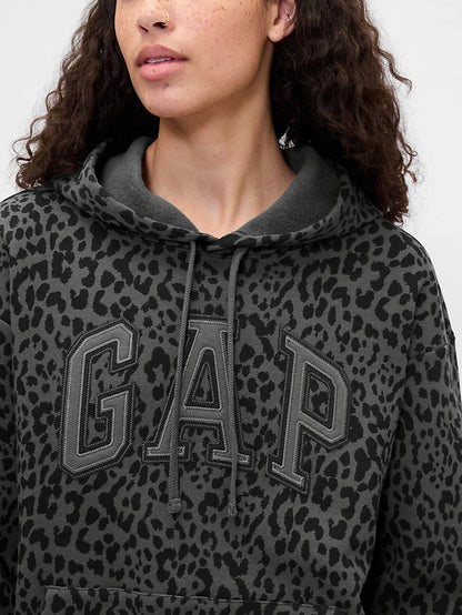 Charcoal Leopard Gap Logo Hoodie